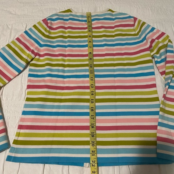 JONES NEW YORK SPORT Pink, Blue & Green striped Cardigan, Cotton blend, Medium - Picture 10 of 13